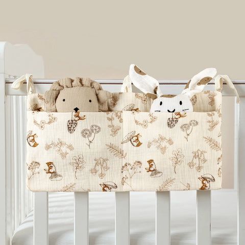 Baby bedside dual-pocket storage bag Portable diaper storage bag Newborn bedside multi-functional storage bag cute