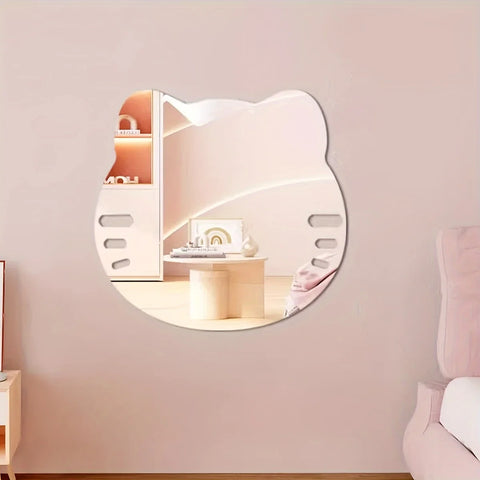 Kitty Cat Irregular Acrylic Shatterproof Mirrors, Non Glass Safety Mirror for Classroom, Bedroom, Bathroom, Cartoon Shape Mirror