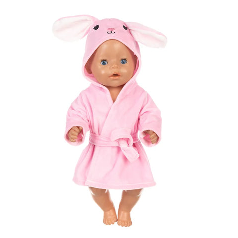 Colorful Bathrobe Suit Cute Cartoon Animal Nightgown Robe Fit 17/18inch 40-45cm Doll Clothes Accessories For Baby Gift