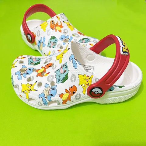 MINISO Pokemoned Hole Sandals Pikachu Squirtle Charmander Slippers Sandals Kawaii Anime Home Beach Shoes Summer Slippers Kids