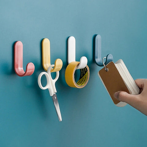 6PCS Towel Hook Plastic Door Hanger Self Adhesive Wall Hanger Hat Racks Key Hanger Wall Organizer Home Decor Key Holders