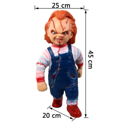 Child's Play 1:1 Chucky Doll Standing Statue Horror Chucky Figure Model Toy Collectible Doll Halloween Room Decor Prop Kids Gift