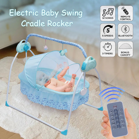 Portable Electric Swing Baby Crib Cradle Auto Bassinet Infant Music Swing Sleeping Bed With Remote Control Bluetooth