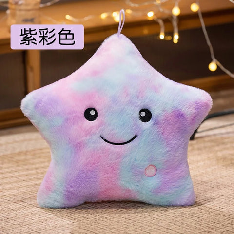 24*22cm Creative Toy Luminous Star Pillow Stuffed Plush Glowing Colorful Stars Cushion Led Light Toys Gift For Kids Children