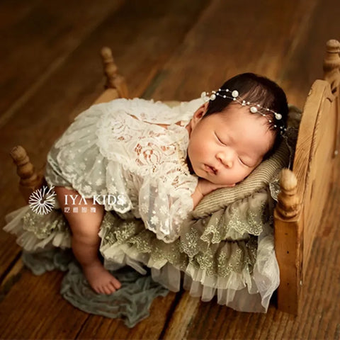 Newborn Photography Props Lace Retro Baby Mattress Posing Pillow Bedding for Crib Accessories Studio Shoot Photo Props