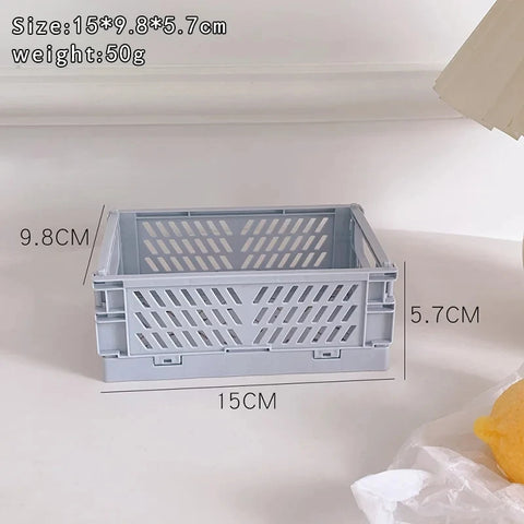 6 Color Organizing Storage Baskets Case Folding Student Desktop Basket Tape Stationery Plastic Foldable Container Storage Box