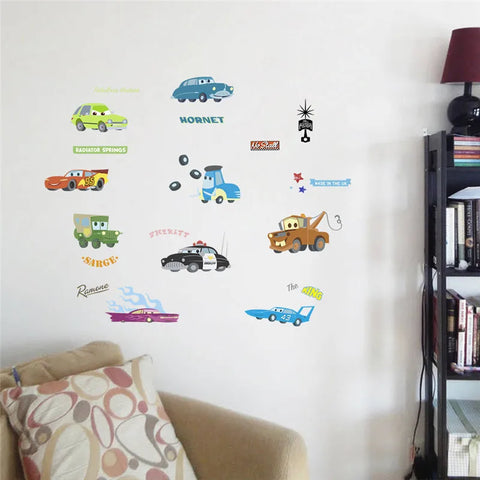 3D Cartoon Cars 2 Wall Stickers For Kid's Room Kindergarten Bedroom Living Room Wall Decoration  Lightning McQueen Stickers