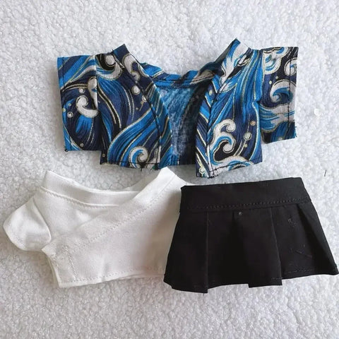 For 15/17cm Labubu Doll Summer Fresh Style Japan Kimono Set Gentle Light Color Clothes Doll Accessories