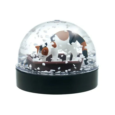 Kawaii Capsule Toys KITAN WaterDomeFactory Cute Cat Litter Snow Globe Tiger Calico Kitten Anime Miniature Decor Gashapon Figures