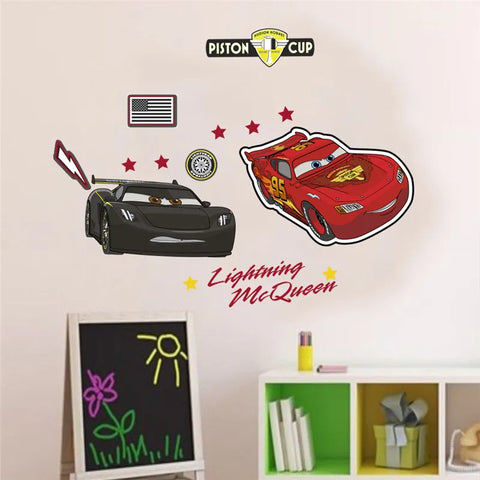 3D Cartoon Cars 2 Wall Stickers For Kid's Room Kindergarten Bedroom Living Room Wall Decoration  Lightning McQueen Stickers