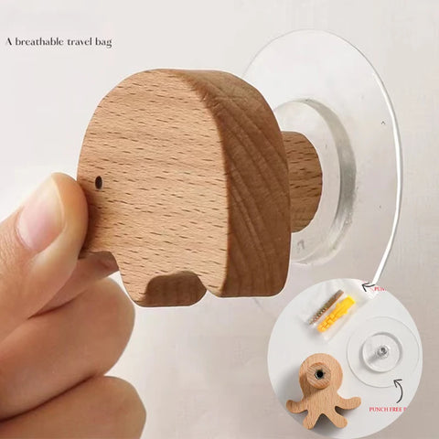 Wooden Drawer Hooks Room Decor Animal Hook Wall Keychain Coat Hook Home Wardrobe Cute Wood Hook Hanger Kitchen Accessories