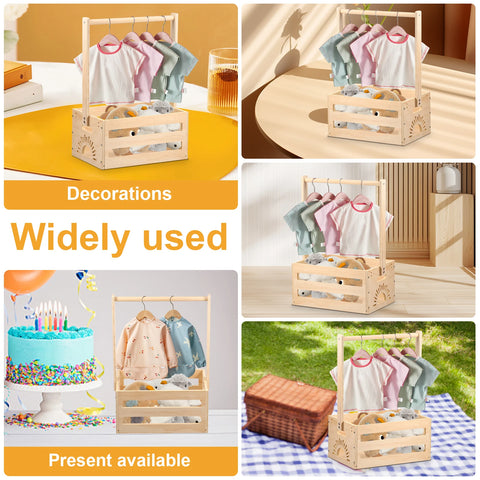 Baby Clothes Storage Rack Storage Box Wooden Baby Shower Crate Closet with Handle,Baby Shower Gift Clothes Wooden Storage Rack