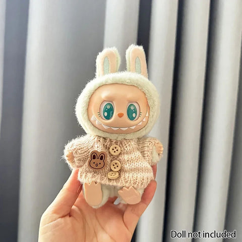For 15-17 cm v1v2 Labubu Clothes outfit Labubu Sitting Party Bear Label Scarf Hat Bag Dolls Accessories Cute Decoration
