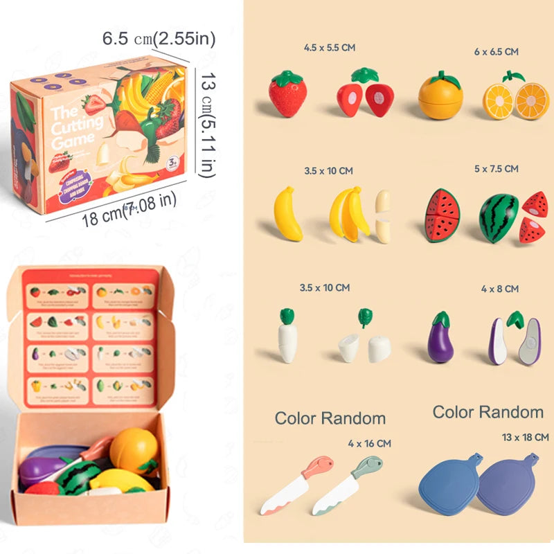 26pcs Pretend Food Play Food Cutting Set For Kids,Cuttable Fruits And Vegetables Toy Kitchen Accessories With Knives And Board