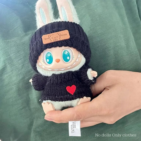 For 15-17cm V1v2 Labubu Clothes Outfit Sitting Clothes Cute Sweater Hat Outfit Accessories Fashion Dolls Accessories No Dolls