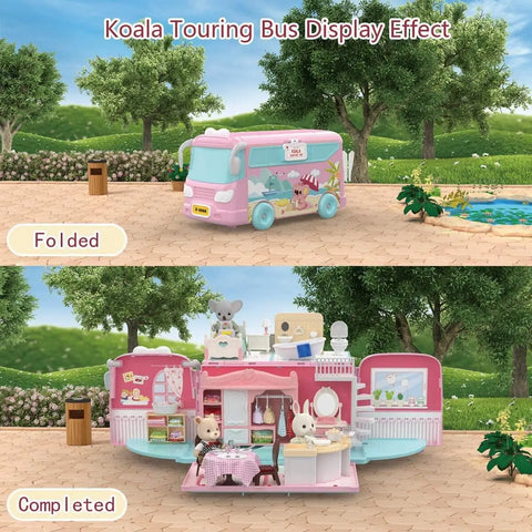 Dollhouse Koala Diary Girl Play House Toy Diy Tour Bus Bedroom Dresser Dining Kitchen Bathroom Shop Pretend Family Toys Girls