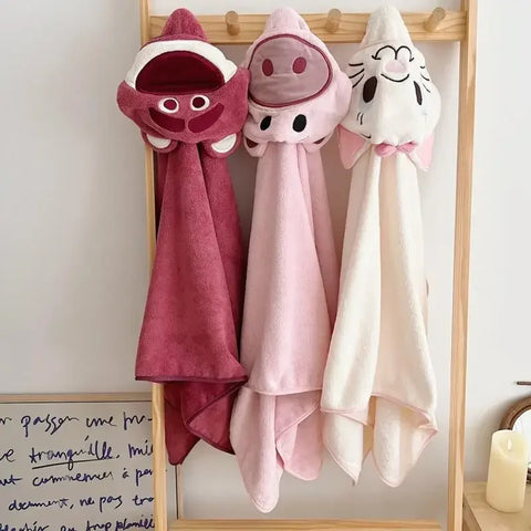 Cute Baby Hooded Bath Towel for Children Super Soft Absorbent Bathrobe Cartoon Blanket Quickdry Sleepwear for Infant Newborn