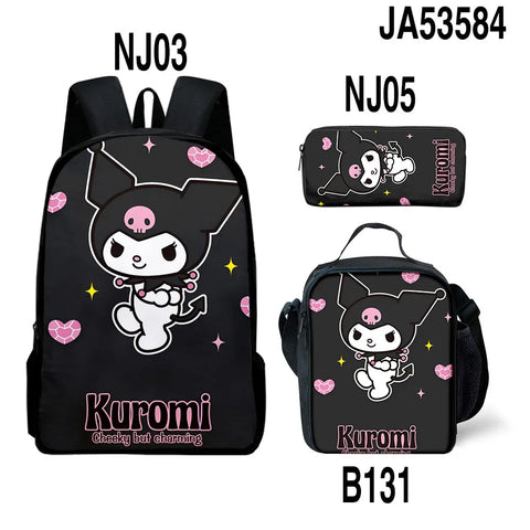 Sanrio Kuromi Backpack Sanrio Backpack Pencil Bag Student School Bag Primary and Middle kawaii Cartoon School Bag Mochila