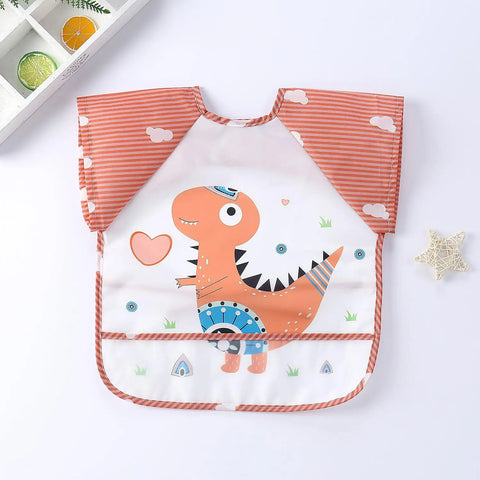 Baby Bibs Cute Colorful Cartoon Waterproof Bib Infant Eating Children Drawing Long Sleeve Pocket Apron Self Feeding Baby 0-3Y