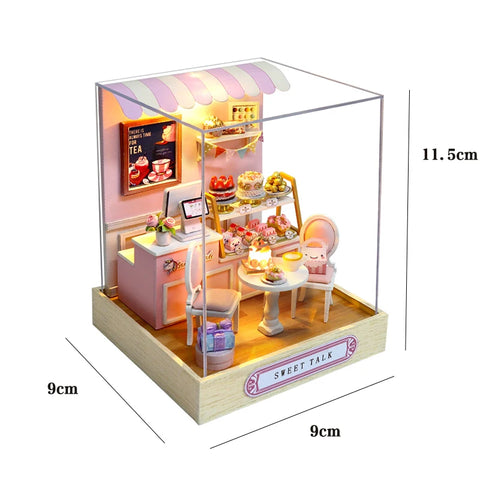 Milk Tea Mini Doll House DIY Kit For Making Room Toys Handmade 3D Puzzle Assembled Toys Birthday Gifts Wooden Crafts Dollhouse
