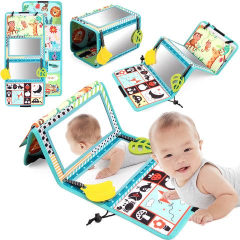 Baby Cloth Book with Distorting Mirror Soft Cartoon Parent-child Interactive Early Educational Montessori Toy for Children