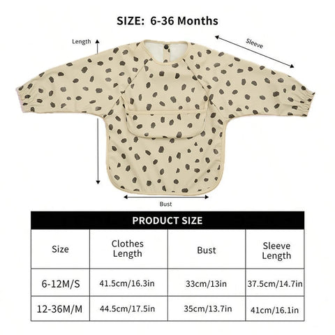 New Children Feeding Aprons Long Sleeve Baby Bib With Pocket Full Cover Kid Gown With Bag Waterproof Long-Sleeve Smock