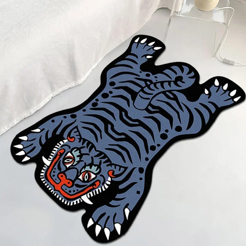 VIKAMA Creative Cartoon Tiger Rug Cute Animal Living Room Children's Bedroom Bed Blanket Home Decor Kitchen Balcony Floor Mat