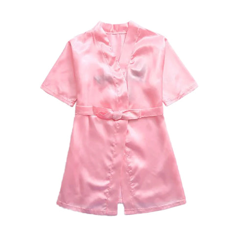 1-5Y Summer Girls Pink Robes Baby Girl Cute Letters Pattern Children Soft Pajamas Kids Girl Breathable Bathrobe Sleepwear Dress