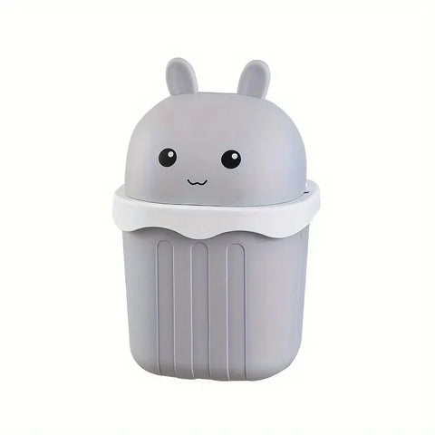 1pc Large Rectangle Creative Desktop Trash Can with Screw-Off Lid - Sanitary Bin for Office, Home, Bedroom, Living Room, Kitchen