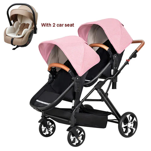 2025 NEW Twin stroller New 2 in 1 baby trolley baby carriage with car seat Baby stroller for two children Foldable Lightweight