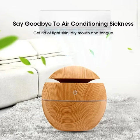Mini Woodgrain Ultrasonic Humidifier USB Essential Oil Diffuser Portable Desktop Aromatherapy Air Humidifier for Home Office Use