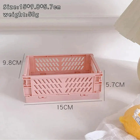 6 Color Organizing Storage Baskets Case Folding Student Desktop Basket Tape Stationery Plastic Foldable Container Storage Box