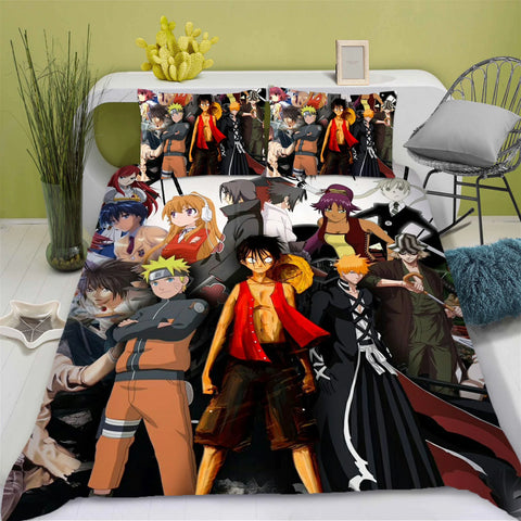 One Piece Anime Duvet Cover Set Comforte Printed Cartoon Twin Size Bedding Sets Christmas Gifts 3-piece Set Home Decor