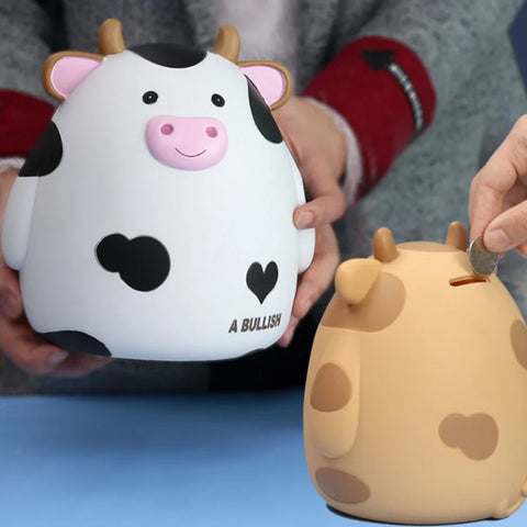 1PC Cute Cow Piggy Bank Money Plastic Coin For Attracting Money Jar Coins Money Box Large Savings Box Coins Child Brithday Gift