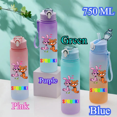 750ML Gradient Color Bottle Sprunki Sprunki Incredibox Sprunki Game Cartoon Drinking Water Cup Kids Birthday Christmas Gift