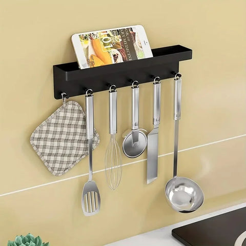 Key Holder for Wall Decor Mail Shelf Organizer Tableware Hanger Wall Mounted with 6 Hooks Storage Rack for Kitchen Bathroom