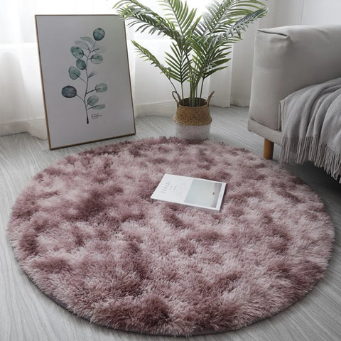 1pc 40cm/60cm Plush Round Rug Mat Fluff Carpet For Living Room Soft Home-Decor Bedroom Kid-Room Decoration Salon Thick Pile Rug
