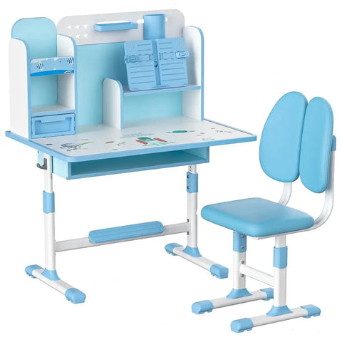 2Pcs/Set Student Chair Desk Set Height Adjustable Children Study Table Chair Set With Sitting Corrector Kid Furniture