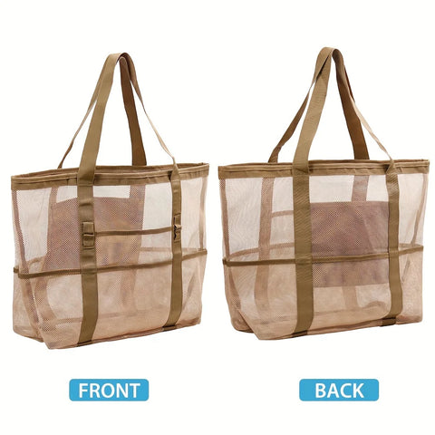 Universal 40-50L Polyester Beach Tote Bag, Multi-Pocket, Large Capacity, Non-Waterproof, with Leisure Outdoor Equipment