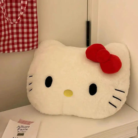 Sanrio Cartoon Hello Kitty Stuffed Bolster Kawaii Kitty Cat Big Head Sofa Bedside Cushion Supple Stuffed Doll Nap Pillow Gifts