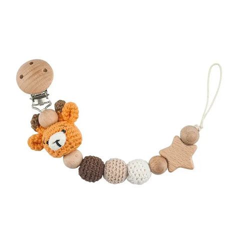 Baby Pacifier Clip Crochet Children's Pacifier Chain Baby Teething Glue Diy Cartoon Animal Pacifier Chain Proof Stroller Pendant