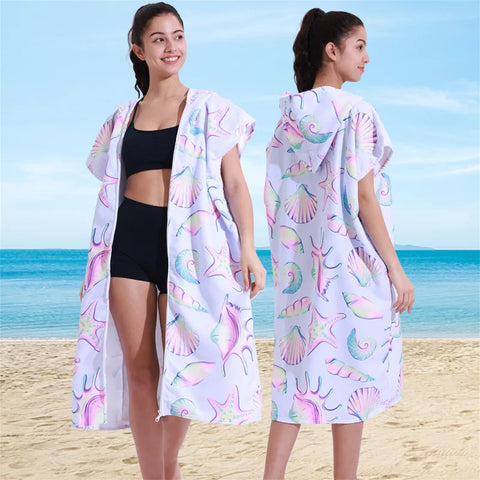 Hot Quick Dry Towel Diving Surf Changing Robe Poncho Towel with Hood Microfiber Absorbent Sweat-absorbent Swim Robe