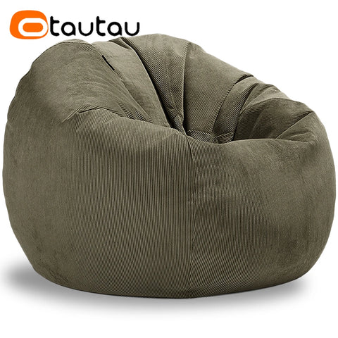 OTAUTAU Adults Children Corduroy Bean Bag Cover Without Filler Beanbag Pouf Chair Puff Salon Corner Seat Game Movie Sac DD005