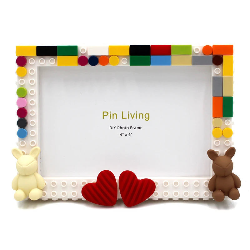 Pinliving Love DIY Baby Building Block Photo Frame Set Simple Advertisement Handmade Creative Gift Moss Password