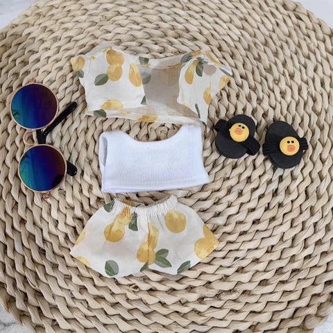 Cute Labubu Doll Chair Mobile Phone Holder & Summer Swimsuit Dress with Slippers Doll Shirt Sea Beach Style