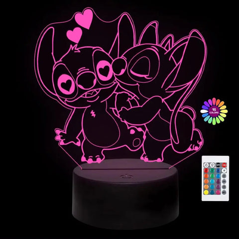 Hot 3D Illusion Stitch Night Light with Remote Control and Smart Touch Room Decor Lamp Birthday Valentine's Day Christmas Gifts