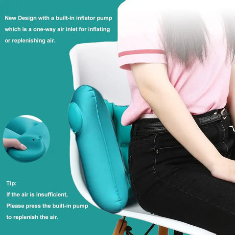 Inflatable Travel Nursing Waist Pillow, Blow Up Lumbar Body Back Support Pillow for Airplane Long Flight Journey Travel Airplane