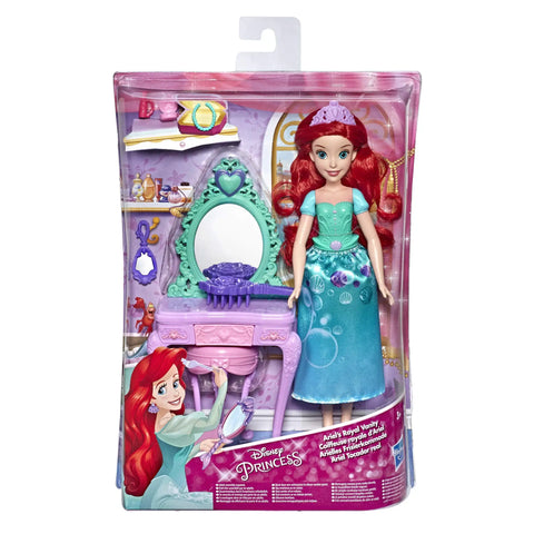 Original Disney Princess Ariel Royal Vanity Belle Royal Kitchen Cinderella Tea Cart Chariot Playset Pretend Play for Girl Gifts