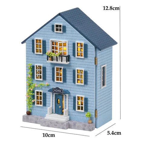 Diy Mini Wooden Dollhouse With Furniture Light Doll House Casa Assembly Model Pink Princess Villa Architecture Kit Toys Birthday